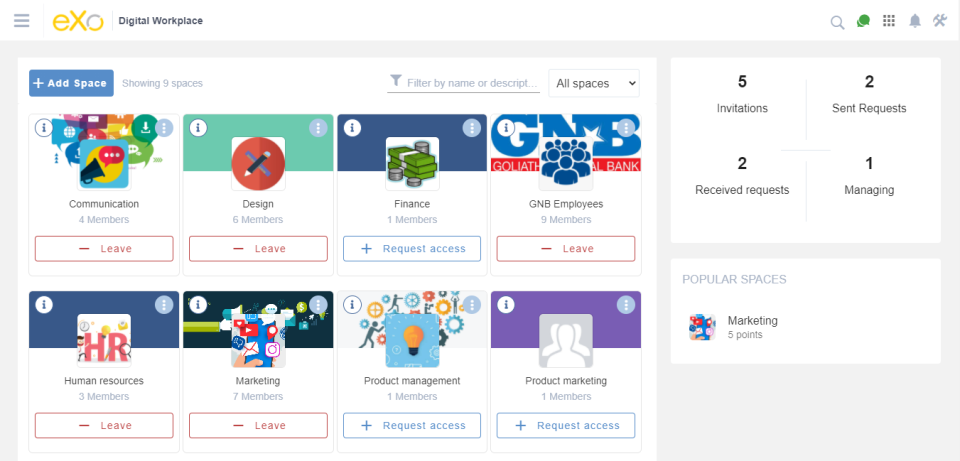 screenshot of eXo Platform